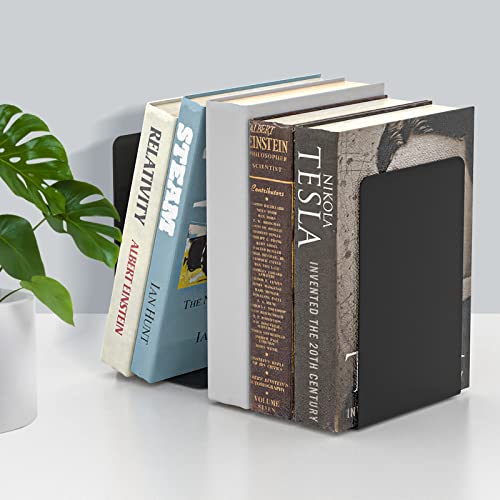 VFINE Bookends 1 Pair, Black Metal Book Ends, Heavy Bookends for Shelves, Book Stopper for Heavy Books, Book Organizer for Home Office School Supplies - color: Black 1 Pair Bookends