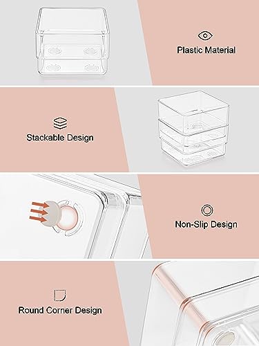 SMARTAKE 37-Piece Drawer Organizer with Non-Slip Silicone Pads, 4-Size Desk Drawer Organizer Trays Storage Tray for Makeup, Jewelries, Utensils in Bedroom Dresser, Office and Kitchen (Clear) - style: 37 PCS