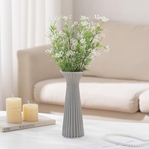 Vintage Blue Ceramic Vase for Home Decor, Small Rustic Farmhouse Vase for Pampas Grass, Decorative Flower Vases for Coffee Table, Shelf, Living Room Decor & Centerpiece - color: Rustic Blue