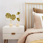 2 Pcs Metal Gold Decor Statues, Leaves Ornaments Modern Creative Home Décor Accents Statue for Office, Room, Bookshelf, Home Decor (Monstera, Ginkgo)