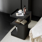 Black Side Table,Modern end Table for Sofa & Couch,3-Tier Metal nightstand,Small Bedside Table with Storage for Bedroom,Living Room,Small Space.No Assembly Required - color: Black