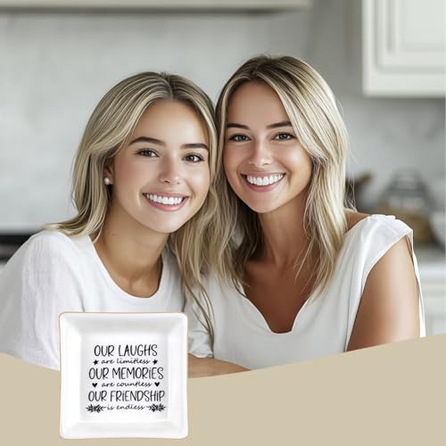 Our Friendship Is Endless Jewelry Dish Tray Ceramic Trinket Dish For Women Retirement Gift For Woman Willow Tree Friendship Graduation Gifts For Her - style: Our friendship is endless