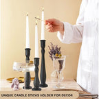 Candlestick Holders Black Candle Holder for Candlestick,Taper Modern Candle Holders Set of 3,Tall Wood Candle Sticks Holder Decor(12"/10"/8" H) (3, Black)