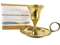 CircuitOffice Brass Chamberstick Taper Candle Holder with Finger Ring, 3 1/4" Wide x 2 1/4" High, for Candle Burning, Decoration, Wicca, Altars, Gift, Item Display