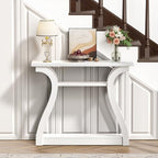Wooden Console Table with Curved Legs and Shelf, 3-Tier Modern Accent Narrow Sofa Table for Entrance Area, Living Room, Hallway, 47 in Wide Wood Console Table for Entryway (White) - color: White