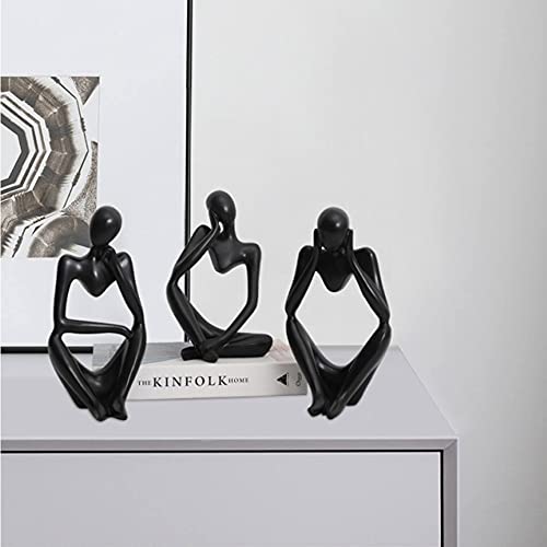 Asng Resin Thinker Style Abstract Sculpture Statue Collectible Figurines Home Office Bookshelf Desktop Decor (Black,Left, Large) - color: Black,left, size: Large