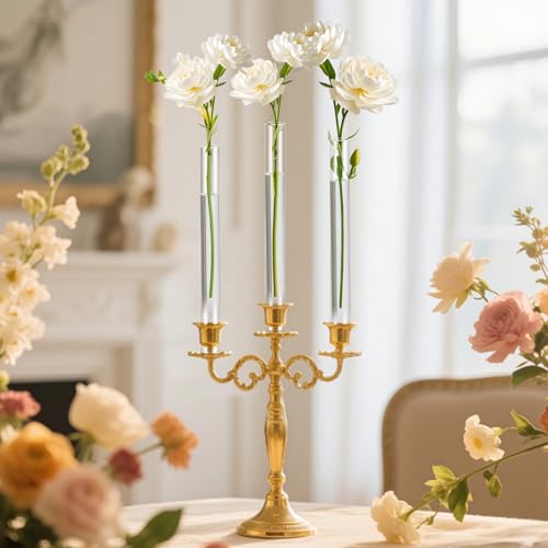 3 Pack 7.9” Acrylic Bud Vase — Cylinder Bud Vase for Taper Candlesticks, Flower Vase with Silicon Rubber Case Fits Candlestick Size 20-22mm, Perfect for Tablescapes, Weddings & Home Decor - size: 3 PC Solid