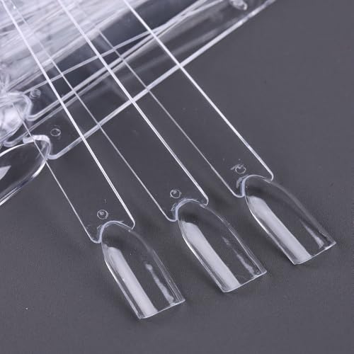 150 Pcs Nail Swatch Sticks with Ring, Clear Fan-shaped Nail Art Tips False Nail Sample Sticks, Nail Art Polish Practice Color Display Board Nail Supplies for Home or Salon Use - color: Clear Square Shaped