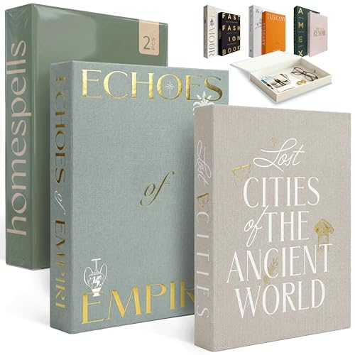 Decorative Books for Home Decor – Beige & Grey Linen Faux Books for Decoration: Aesthetic Fake Book Shelf, Living Room, Mantle, Entryway & Coffee Table Decor – Stack Faux Book Storage Box, Set of 2