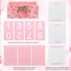 AceOrbit Pink Strawberry Wood Block Perpetual Calendar Coquettish Desk Decor Cute Month Week Date Display Decorative Block Calendar for Women Office Home Desk Gift for Women - style: Pink Strawberry