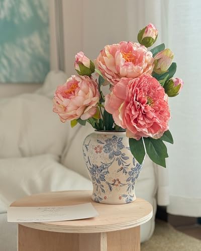 Vintage Blue and White Ceramic Vase, Porcelain Decorative Ginger Jar Flower Vase for Centerpiece Living Room Table Shelf, Chinoiserie Country Decor - color: Multicolor, size: Small