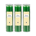 KONNI 2x8 Inch Green Pillar Candles in Glass Set of 3, Devotional Prayer Candle, Unscented Religious Candles, 105 Hours Emergency Long Burning, Ideal for Memorials, Vigil, Blessing - color: Green