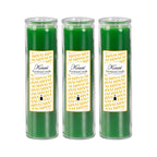 KONNI 2x8 Inch Green Pillar Candles in Glass Set of 3, Devotional Prayer Candle, Unscented Religious Candles, 105 Hours Emergency Long Burning, Ideal for Memorials, Vigil, Blessing - color: Green