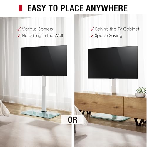 AOKCOS Swivel TV Floor Stand for 32-65 Inches TVs, 8 Level Height Adjustable Corner Small TV Stand Mount for Living Room/Bedroom, Holds up to 88 lbs,MAX VESA 400x400mm,White - color: White, size: for 32"-65"