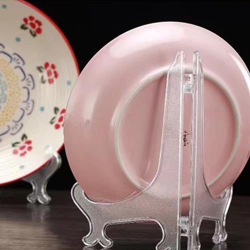 LonlyEagle 12 Pack 4 Inch Clear Plastic Easels or Stand/Plate Holders to Display Pictures or Other Items at Weddings, Plate Stands for Home Decoration, Birthdays, Tables - size: 4 inch