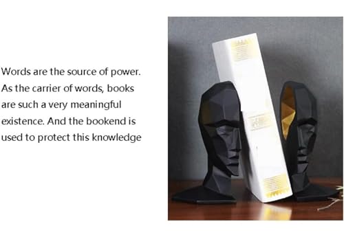RUVOO Bookends Decorative Book Support Book Stopper Geometry Bookend Resin Book End Head Shape Book Stopper Art Classic Light Luxury Book Ends for Heavy Books Book Stoppers (Color : White, Size : A)
