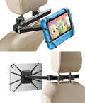FANGOR Tablet Holder for Car - [3 in 1 Adjustable Extension Arm] Upgraded iPad Holder for car Backseat with Holding Net, Road Trip Essentials for Kids, for 7-13" iPad Pro, Air, Mini, Galaxy, Fire HD - size: 1 Pack - fit for 7-13" tablet