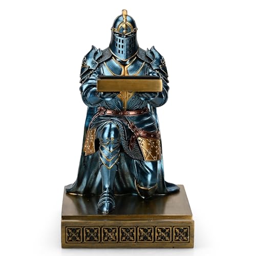 King's Guard Watch Display Stand Eyeglass Jewelry Bracelet Necklace Holder Trays Towers Resin Pen Holder Warrior Knight Mobile Phone Stand for Office & Home (Blue) - color: Blue