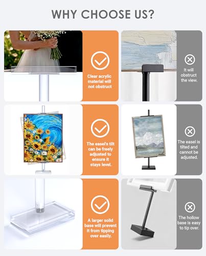 Adjustable Tabletop Acrylic Easel Stand for Picture Frames & Photo Display – Art Easel, Holds Frames up to 30" H, Perfect for Table Decor, Wedding Sign, Artwork Holder - size: 1-Pack, 30"H
