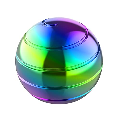 Kinetic Spinning Desk Toy Ball, 1.54'' Fidget Toys Ball for Adults Anxiety ADHD, Optical Illusion Toys for Christmas Birthday (39MM, Rainbow) - color: Rainbow