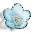 Blue Flower Jewelry Trinket Dish, Glass Ring Holder Tray, Small Trinket Bowl Gifts for Women - color: golden-edged blue