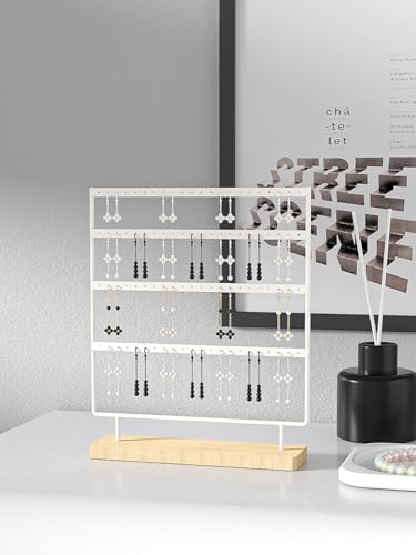 Julysky Earring Holder Organizer, Earring Stand, 4 Layers, White - color: White, size: 4 Layers