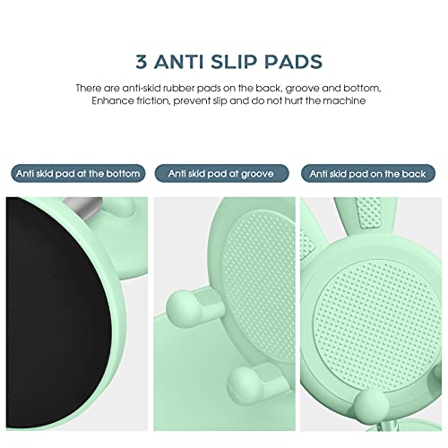 OATSBASF Cute Cell Phone Stand, Adjustable Bunny Phone Stand for Desk, Thick Case Friendly Holder Compatible with iPhone, Kindle, iPad, Switch, All Phones (Green) - color: Green