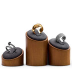Oirlv Solid Wood 3 Pcs Ring Display Stand Showcase Jewelry Organizer Holder for Rings Trade Show Countertop Ring Bearer(Grey) - color: Gray