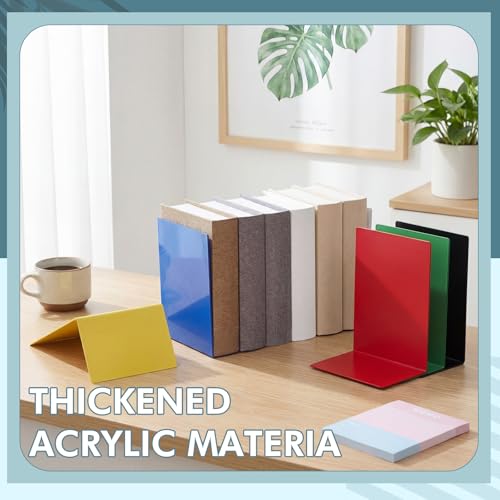 6 Pack Acrylic Bookends, Thickened Colorful Book Ends for Shelves, Assorted Colors, Stable Non-Slip Book Stoppers for Home Office Classroom Organization(Morpheus Colors) - color: Morpheus Colors