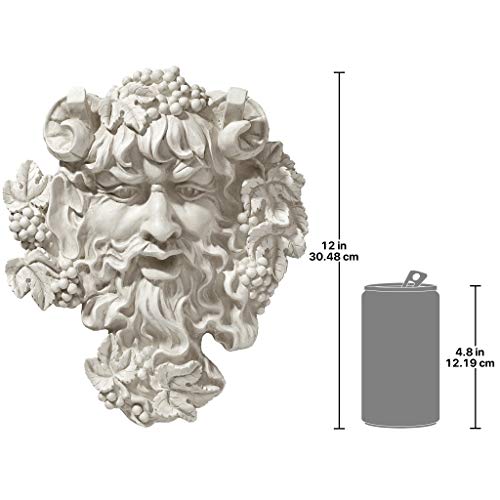 Design Toscano Bacchus, Grape Harvest Wine Greek Greenman Face Wall Sculpture, Medium, 12 inches tall, Cast Stone Resin, Antique Stone Finish - size: Medium, 12 Inch