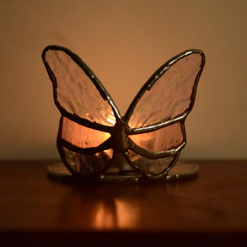 Handmade Stained Glass Candle Holder - Elegant Gift for Mom, Wife, Valentine's Day, Mother's Day, Christmas, Birthday, Anniversary, Thanksgiving, Graduation & Housewarming (Butterfly) - color: Butterfly