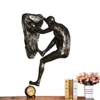 Climbing Man Wall Sculpture – Resin Decor Figure, Modern Art Accent, Black Home Ornament | Unique 3D Hanging Statue Piece, Artistic Abstract Wall Decoration Setup Living Room Bedroom Workplace Design - size: Trumpet Hands Climbing, style: Silver
