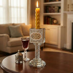 Crystal Havdalah Candle Holder 13 cm with Plaque - color: Crystal Havdalah 2