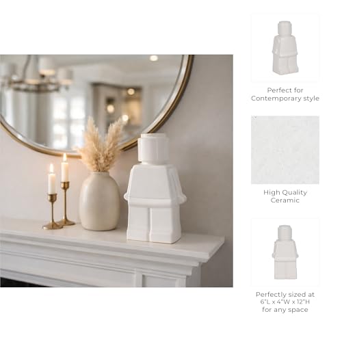 Sagebrook Home Modern Minimalist Figurine - Decorative Ceramic Sculpture for Home & Office - Contemporary Stoneware Accent for Living Room, Bedroom & Desk - 12" White - color: White
