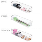 iDesign Plastic Drawer Organizer Bins - Storage for Kitchen, Bathroom, and Desk Drawers - Set of 3 - Clear - style: Pack of 3