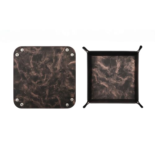 siduater Valet Tray Desktop Storage Organizer – Vegan Leather Catchall Bedside Vanity Tray Nightstand Caddy Holder for Remote Controller, Watch, Keys, Phone, Wallet, Coin, Jewelry, Marble Brown - color: Marble Brown