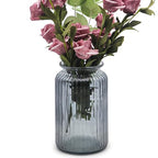 OFFIDIX Glass Vase,7.3 * 4.3in Vertical Line Geometric Faceted Design Flower Vase - color: Gray