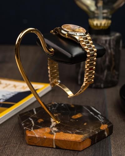 LYS&LYX Watch stand watch display stand watch holder watch Handcrafted watch holder (1-brown/glod/black) - color: brown/glod/black
