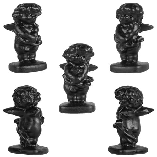 Nupuyai Hand Carved Cupid Angel Statue for Home Decor, Natural Black Obsidian Crystal Figurine Stone Sculpture Decoration for Fengshui - style: Cupid Angel