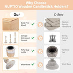 NUPTIO Taper Candle Holders Boho: Set of 6 Tall Wooden Candlestick Holder for Thanksgiving Table Centerpieces Decoration - size: Taller Set