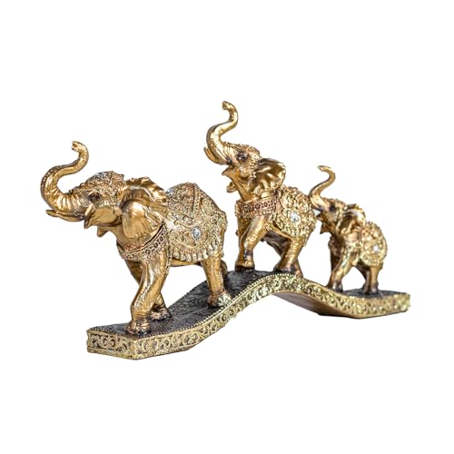 Elegant Golden Elephant Home Sculpture for Shelf, Desk, Mantel - Symbol of Love, Perfect Wedding