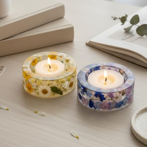 5 PCS Resin Tea Light Candle Mold Resin Mold Tealight Holder Candlestick Holder Silicone Candle Holders Molds for DIY Handmade, Weddings, Home Decorating, Parties