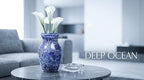 8" Deep Blue Mosaic Vase, Klein Blue Glass Flower Vase with Silver Wave Crest Design, Hand-Pasted Ocean Art Centerpiece for Modern Home, Living Room & Office - color: Klein Blue