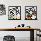 2Pcs Black Metal Wall Art Decor Farmhouse Black Candle Holder Minimalist Wall Art Retro Bathroom Decor Farmhouse Decoration for Bathroom Living Room Bedroom (Modern)