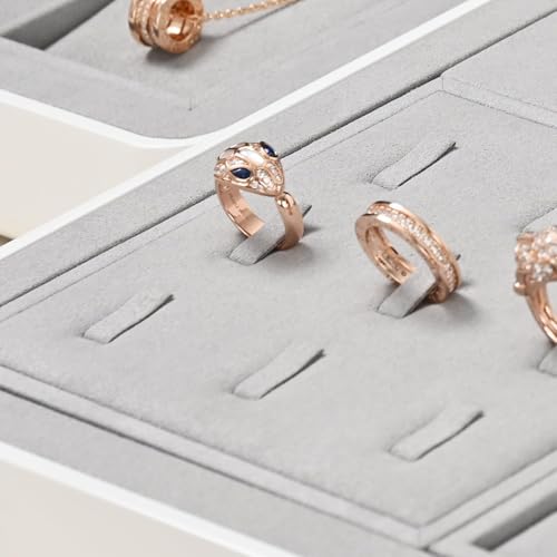 Microfiber 9 Slots Jewelry Ring Display Tray Professional Display Props Ring Display Organizer Tray(Gray) - size: 5.52" x 5.52" x 0.78"