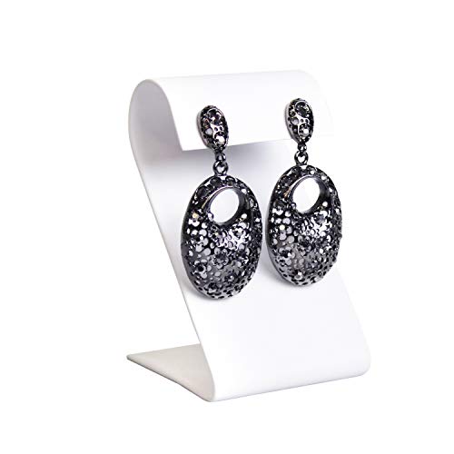 MOOCA 6 Pcs Earring Stand Display, White Faux Leather, 3 1/4 in H, Earring Jewelry Display Stands - color: White Faux Leather, Regular