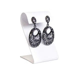 MOOCA 6 Pcs Earring Stand Display, White Faux Leather, 3 1/4 in H, Earring Jewelry Display Stands - color: White Faux Leather, Regular