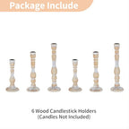 NUPTIO Taper Candle Holders Boho: Set of 6 Tall Wooden Candlestick Holder for Thanksgiving Table Centerpieces Decoration - size: Taller Set