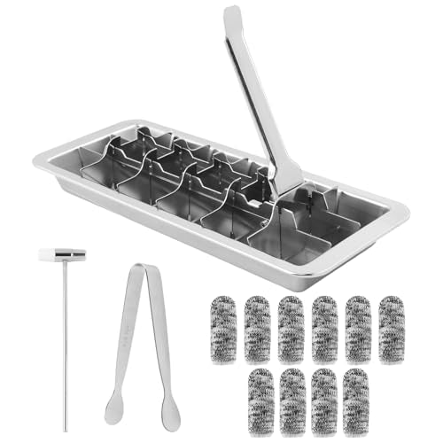 Stainless Steel Ice Cube Trays, 18-Slot Metal Ice Cube Trays for Freezer, Vintage Inspired Design with Release Lever Remove Handle for Making Large Cubes Kitchen & Bar