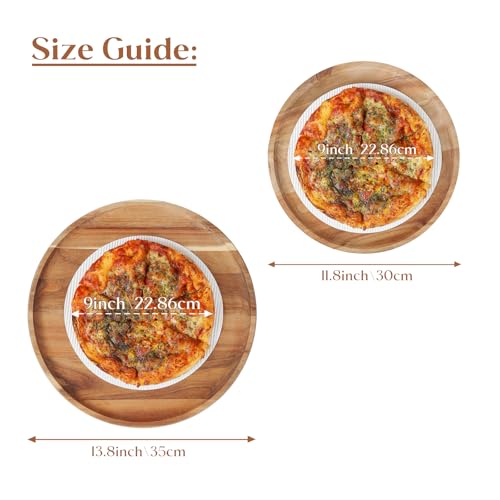 YANGQIHOME 11.8 inches Round Wood Tray, Wooden Serving Tray, Acacia Plates, Appetizer Charcuterie Board, Tray Organizer for Kitchen/Countertop, 11.8 x 11.8 x 0.8 inch - size: 11.8"